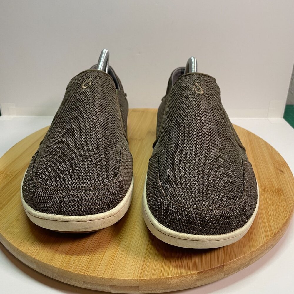 OluKai Men 9.5 Brown Nohea Mesh Slip On Sneaker Drop In Heel Casual Beach - Picture 4 of 9